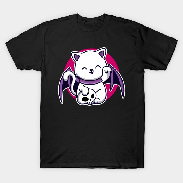 Creepy and Cute kitten Funny Halloween Costume T-Shirt by AmineDesigns